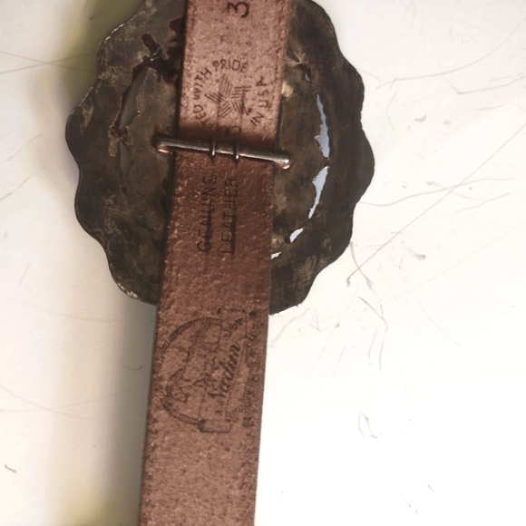 NADIN WESTERN STYLE THICK VINTAGE BELT TAN SZ SMALL/ MEDIUM (3068-30) - Picture 4 of 4
